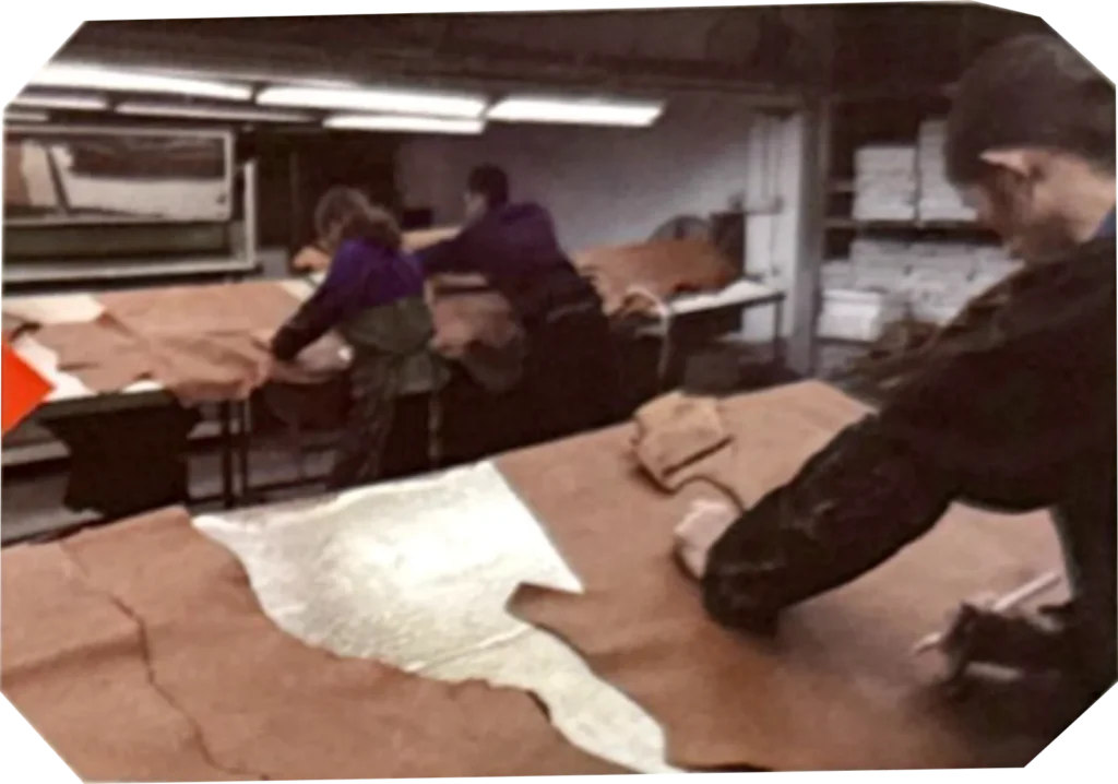ZINGCUT footwear leather inspection workshop, workers checking raw leather for shoemaking