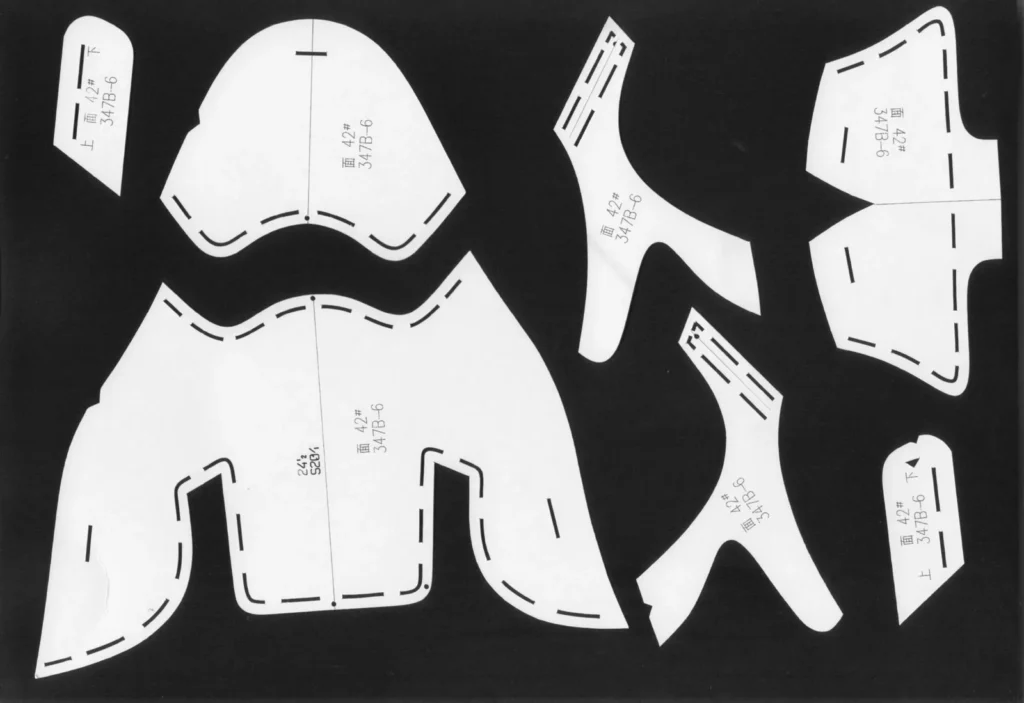 ZINGCUT footwear pattern cutting parts for shoe prototype 347B-6, size 42, shoemaking process