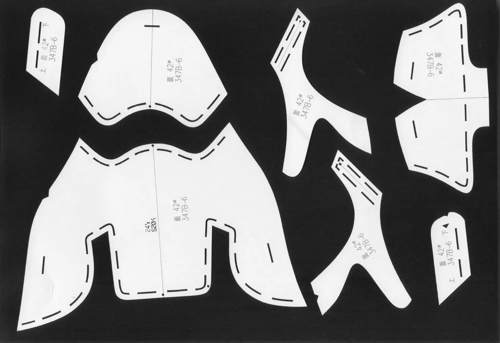 ZINGCUT footwear pattern cutting parts for shoe prototype 347B-6, size 42, shoemaking process