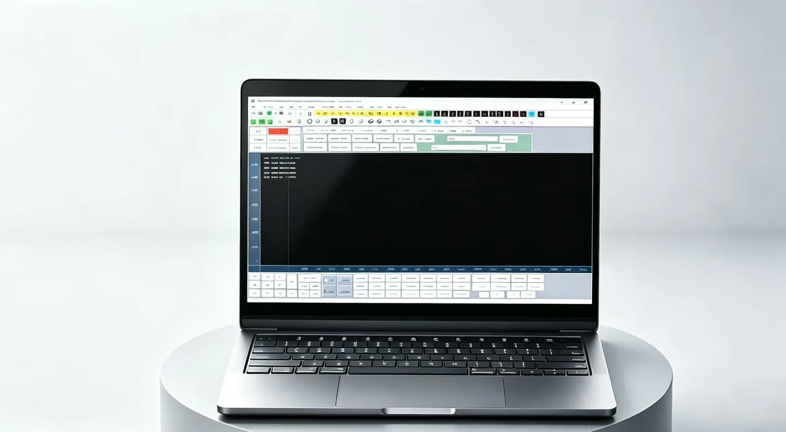 Laptop display running ZINGCUT intelligent control software system for flexible material vibration knife cutting machine, including motion control, material identification, visual positioning and automatic nesting functions