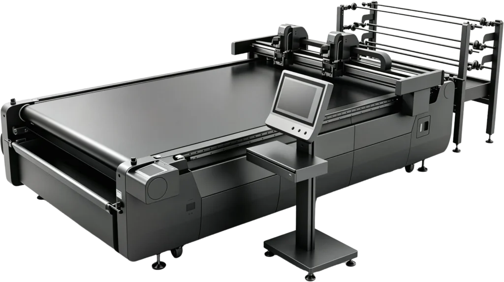 ZINGCUT Conveyor Table industrial CNC cutter with auto conveyor feeding, continuous vibration knife cutting machine for roll materials mass production