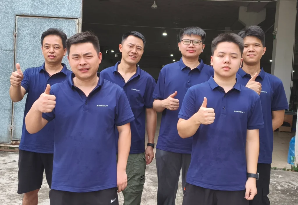 ZINGCUT factory R&D team group photo, professional technical support team for CNC vibration cutting machine