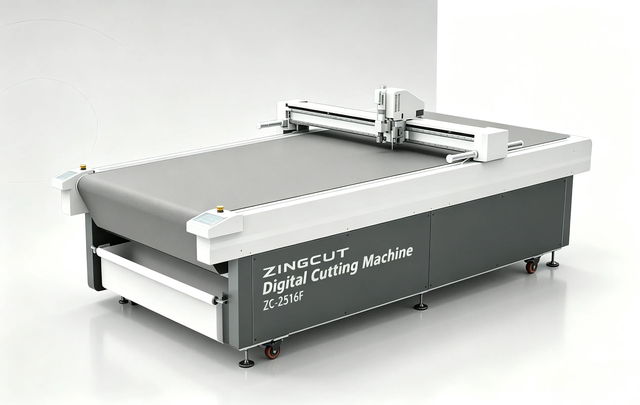 ZINGCUT conveyor table digital cutting machine with auto‑feeding conveyor for roll materials continuous cutting