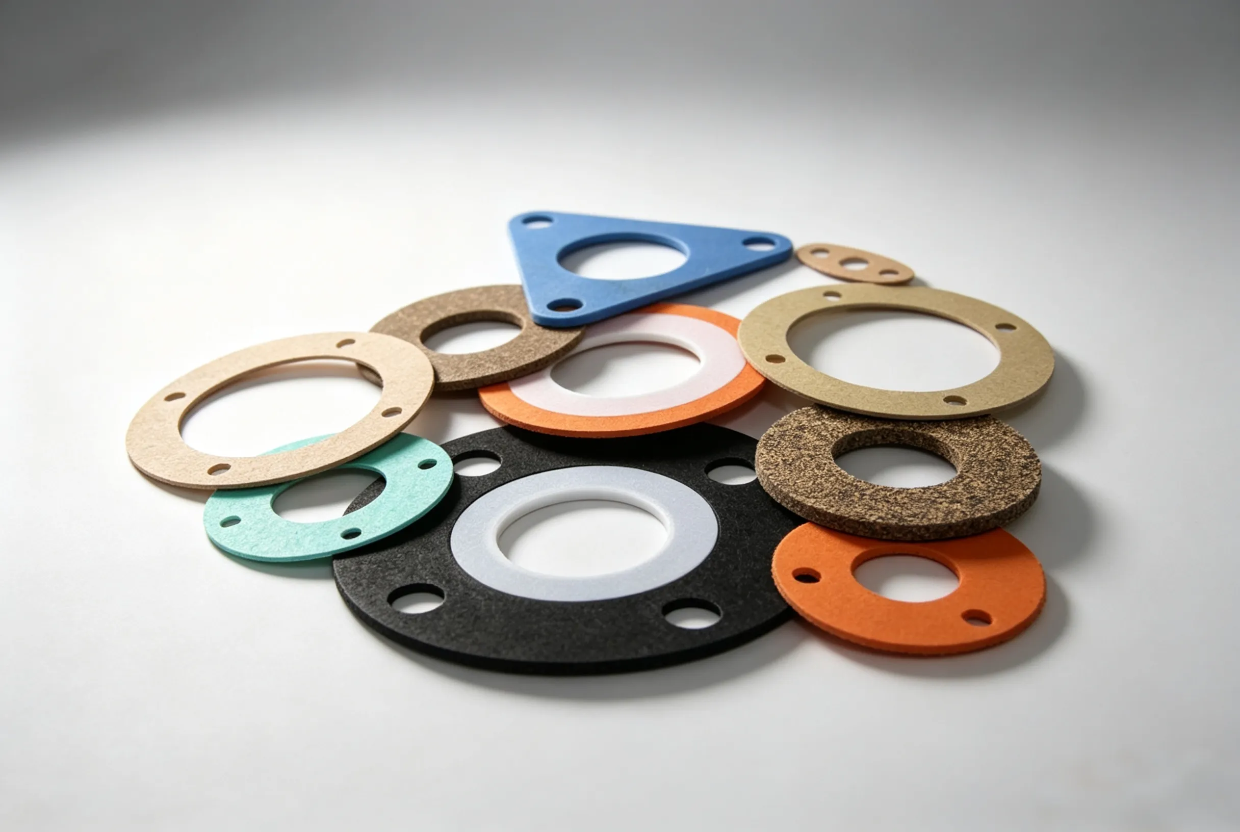 Various paper gasket sealing washers cut by ZINGCUT CNC digital cutting machine