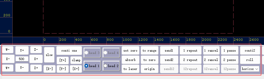 Bottom toolbar of ZINGCUT flexible cutting machine software, hardware interaction panel for task control and real-time data display