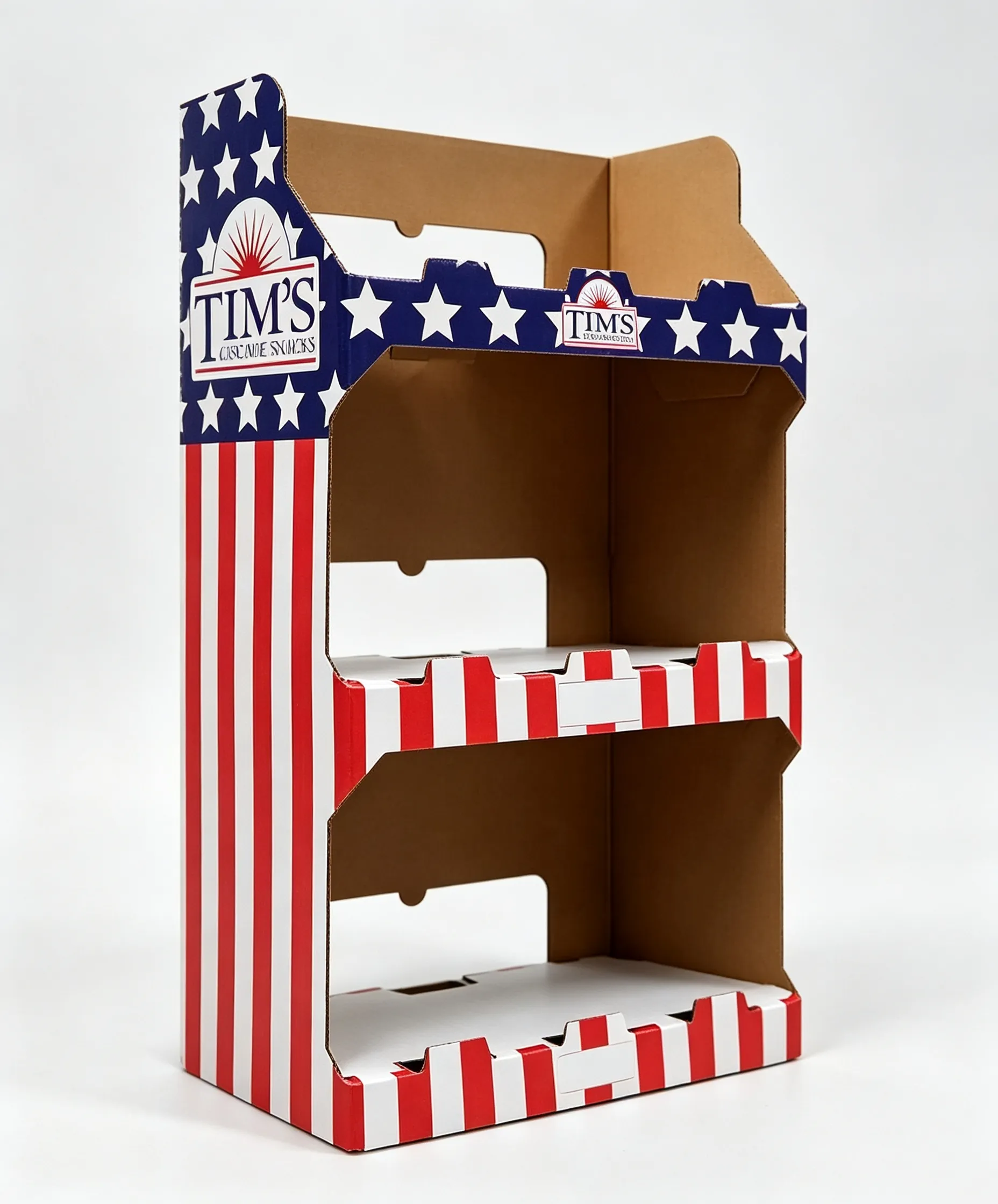 Vibrating knife cutting sample of corrugated cardboard advertising display box