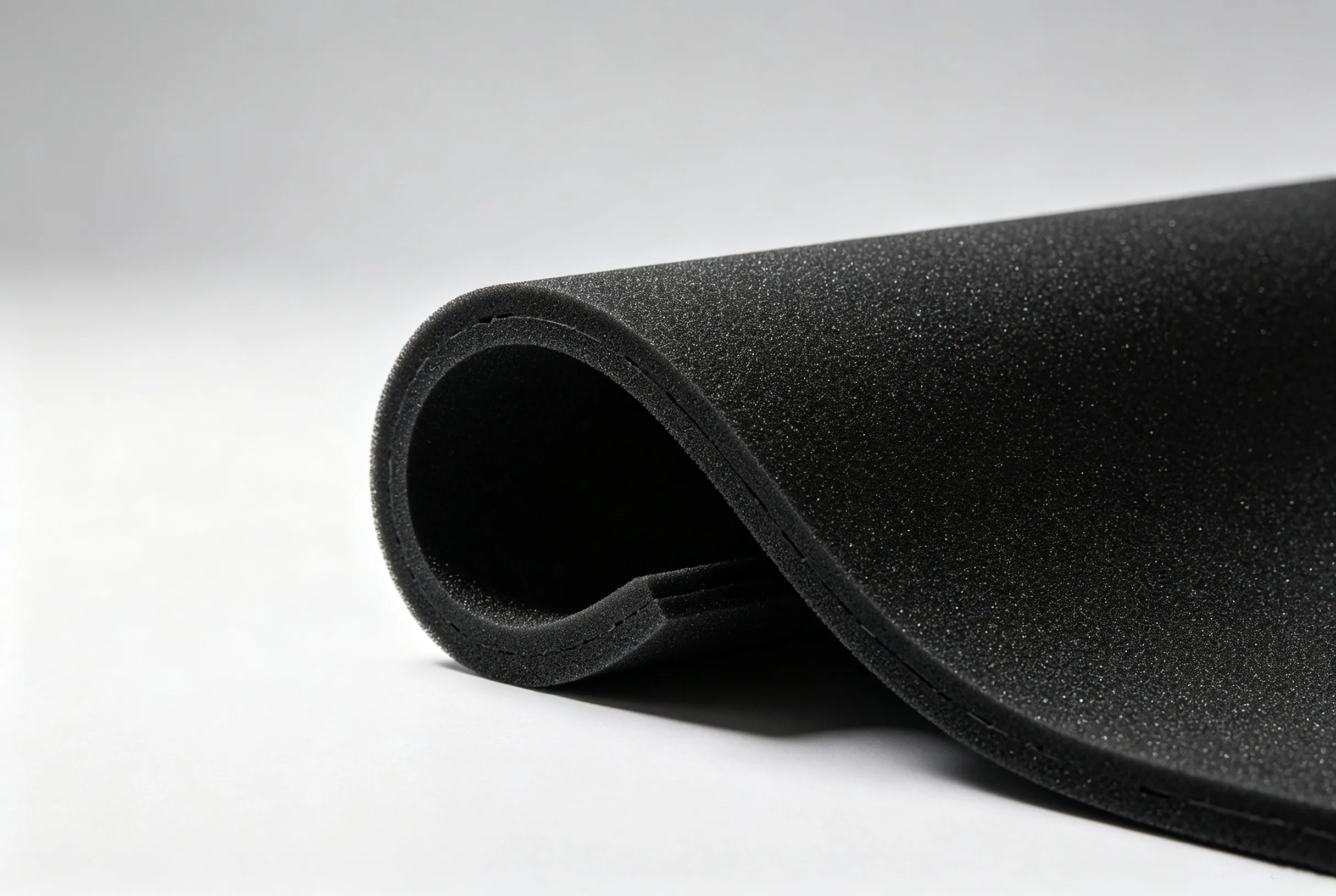 Black EVA foam roll for packaging insert, digital cutting sample for protective packaging solution