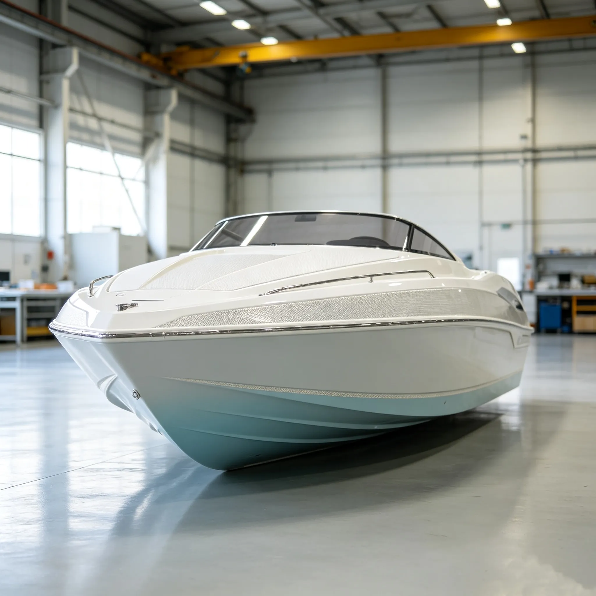 Glass fiber boat hull composite material, cut by ZINGCUT digital cutting machine for marine composite parts