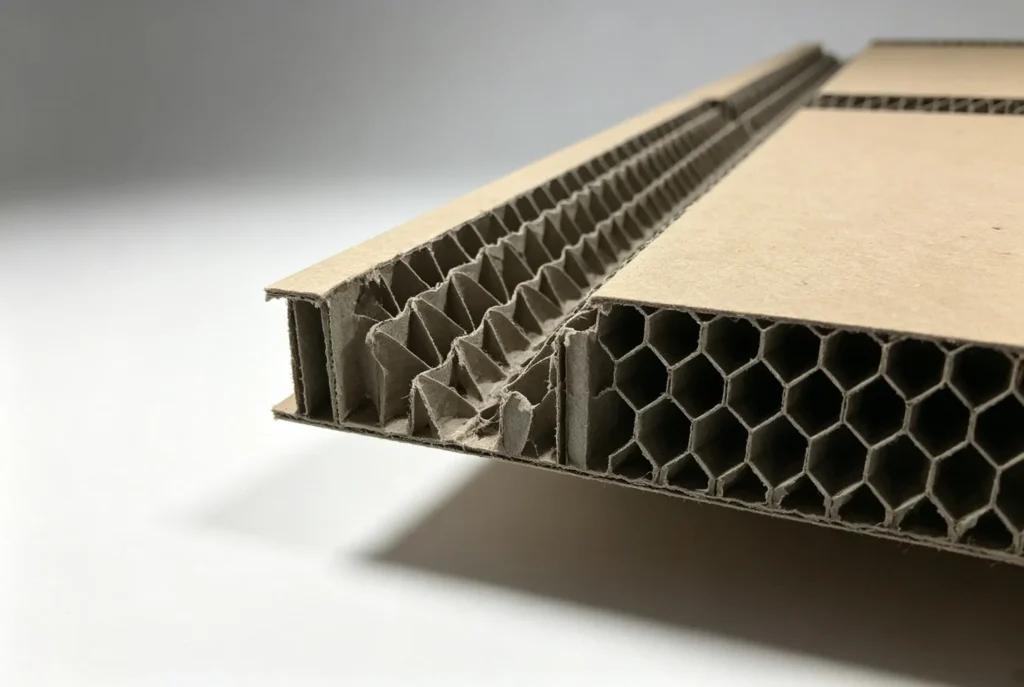Cross section of honeycomb board, ultra-light rigid panel for anti-collision packaging, ZINGCUT digital cutting sample