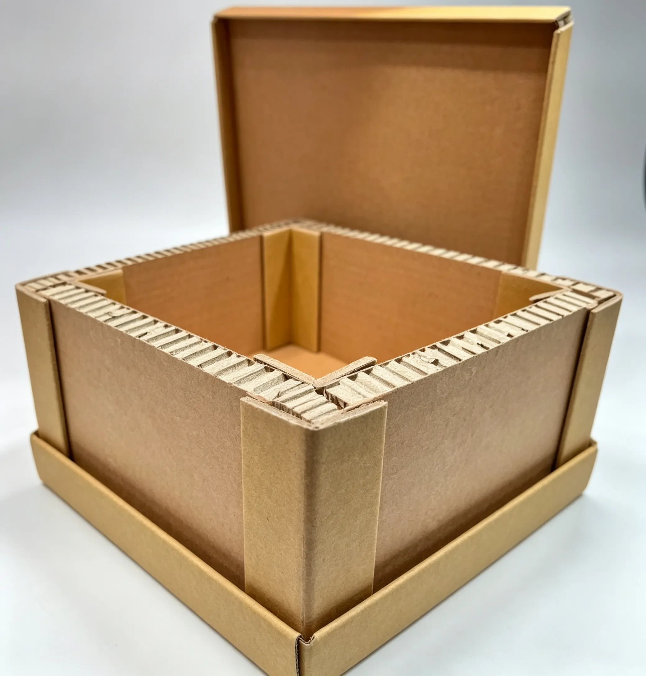 Honeycomb box panel cutting sample processed by ZINGCUT vibration knife cutting machine, intact honeycomb core without crushing