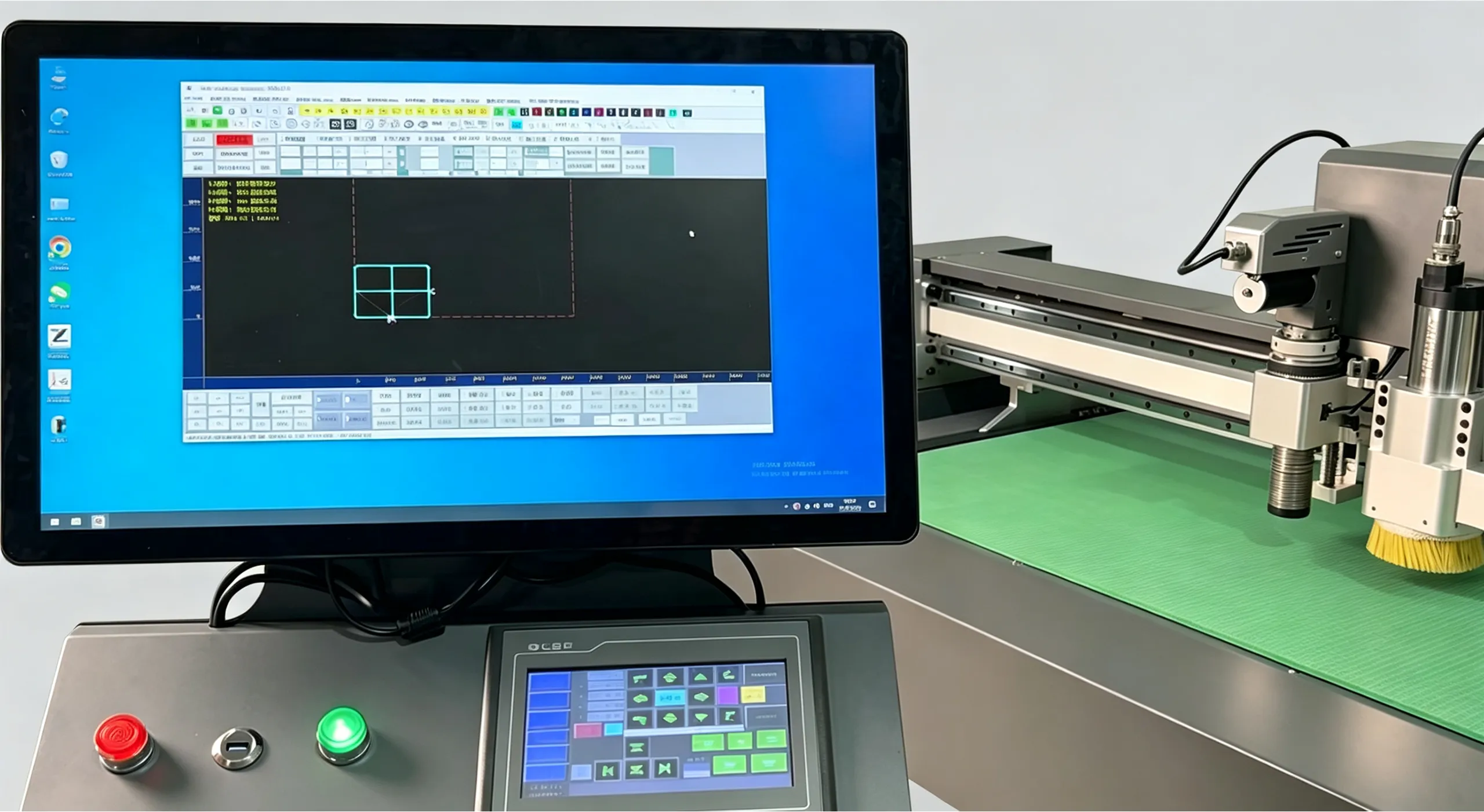 ZINGCUT digital cutting machine operation touch screen, CNC control panel for pattern editing and cutting setup
