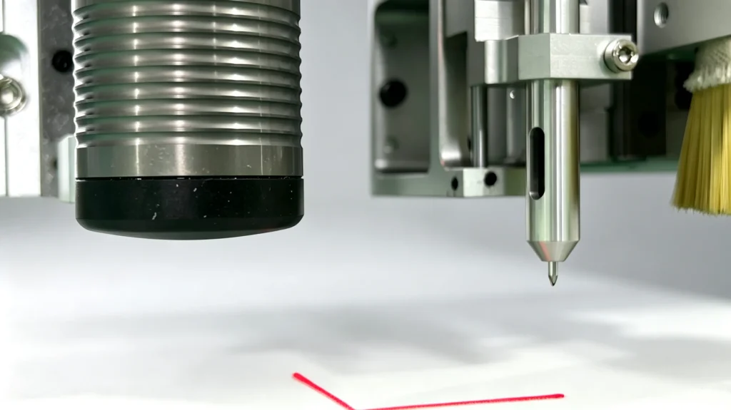 ZINGCUT cutting technology, high‑frequency oscillating knife close‑up, clean edge no burr no heat damage digital cutter