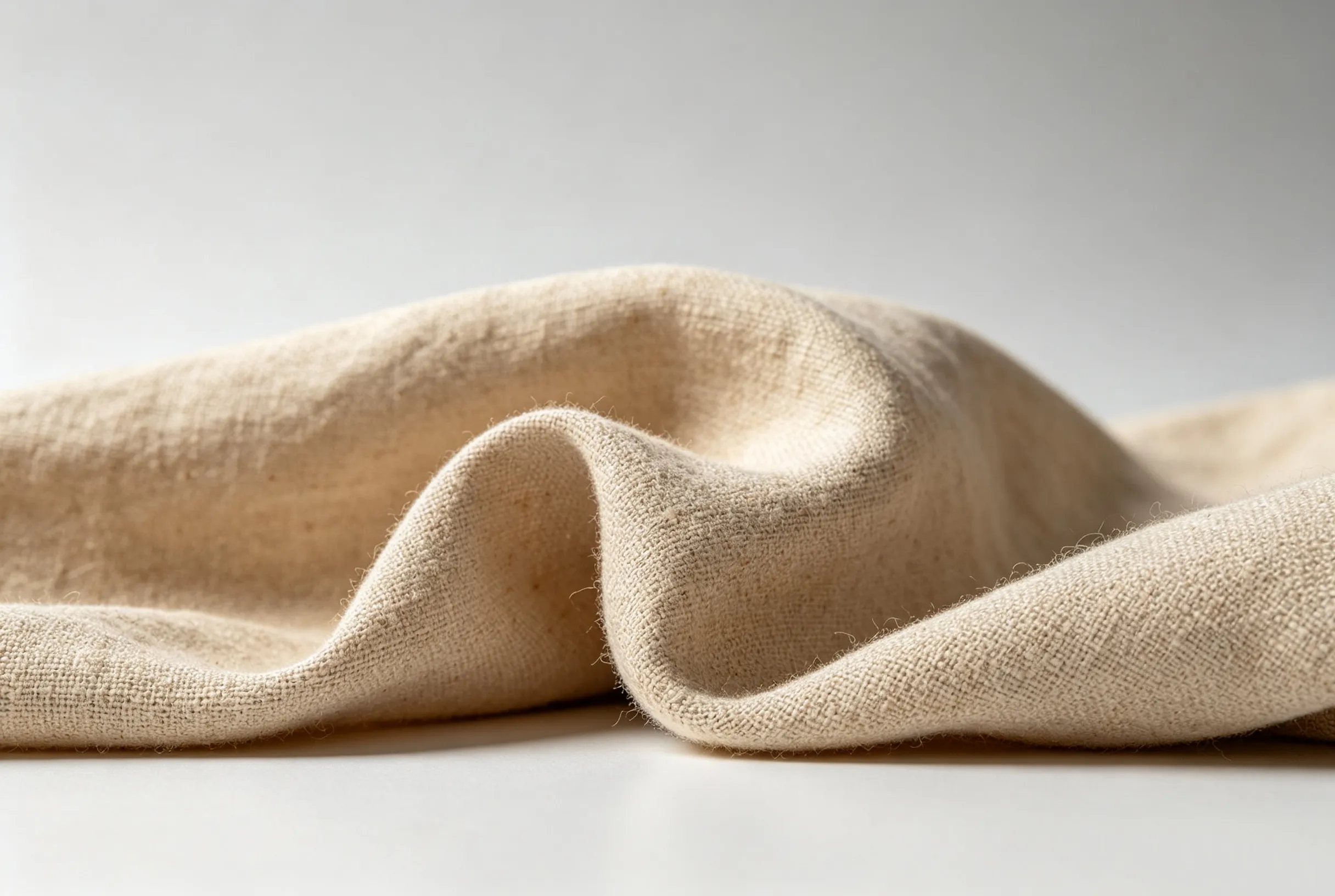 ZINGCUT linen fabric cutting sample, natural linen textile, burr‑free precise cutting for upholstery and garment materials