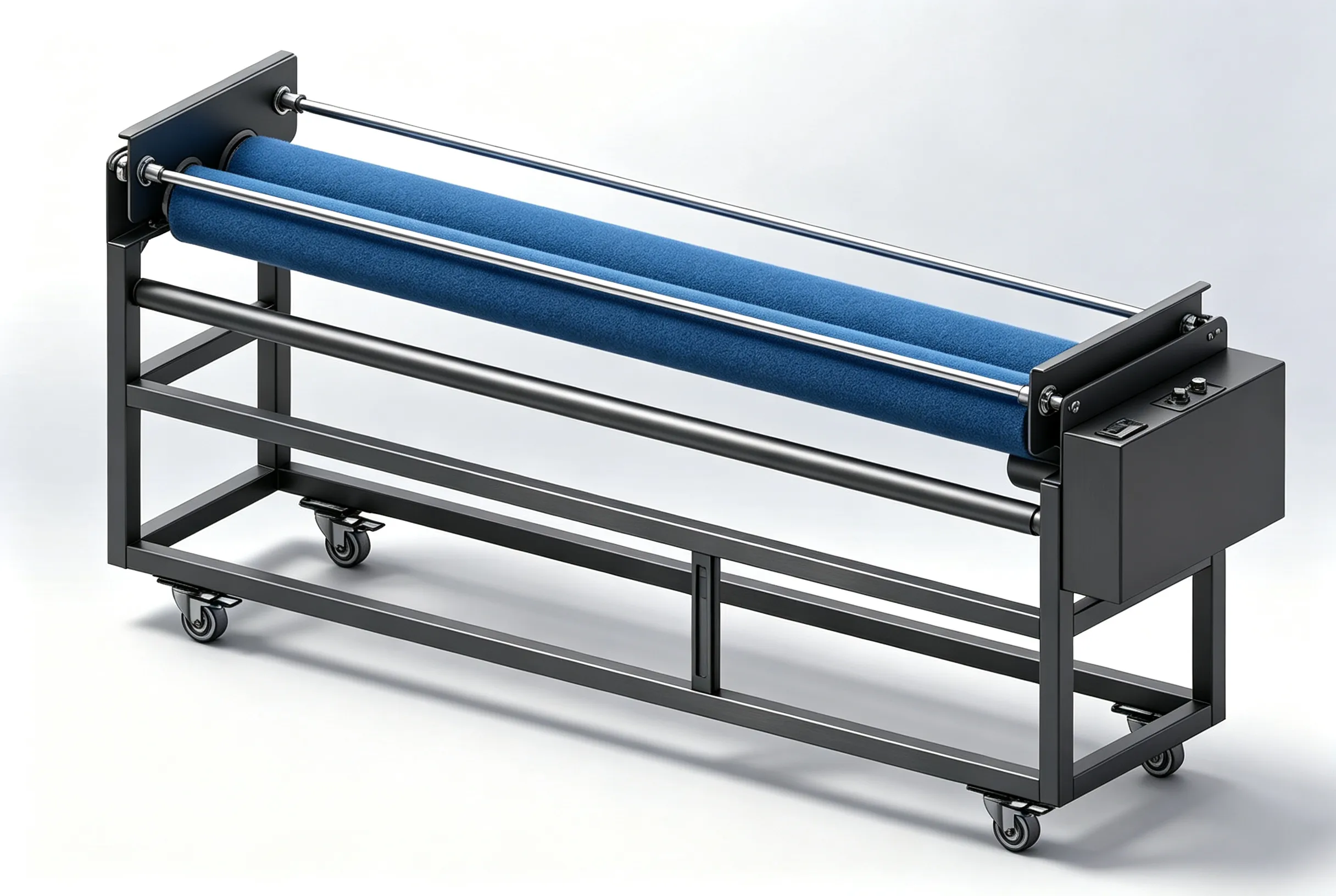 Single-layer power feed rack with built-in motor and blue felt rollers for digital flexible cutter continuous material feeding